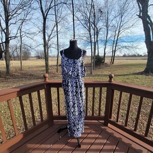 Faded Glory  Black White  Print Sleeveless Scoop Neck Maxi Dress Size 2X